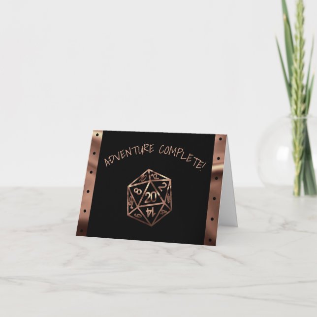 RPG Dice | Copper Fantasy Tabletop Gamer Photo Thank You Card (Front)
