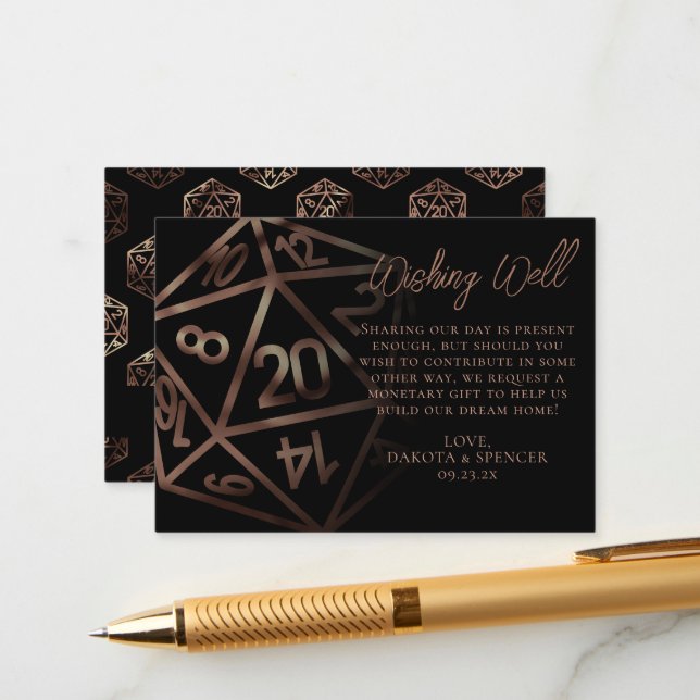 RPG Dice | Copper Fantasy Tabletop Gamer Wishlist Enclosure Card (Front/Back In Situ)