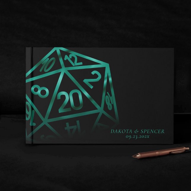 RPG Dice | Emerald Fantasy Tabletop Gamer Custom Guest Book (Creator Uploaded)
