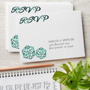 RPG Dice   Emerald Fantasy Tabletop Gamer RSVP Envelope