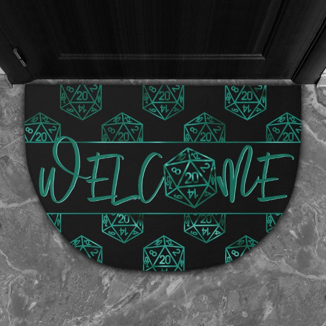RPG Dice | Emerald Fantasy Tabletop Gamer Welcome Doormat (Creator Uploaded)