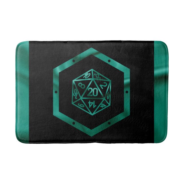 RPG Dice | Emerald Fantasy Tabletop Retro Gamer Bath Mat (Front)
