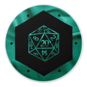 RPG Dice Emerald Fantasy Tabletop Retro Gamer Ceramic Knob