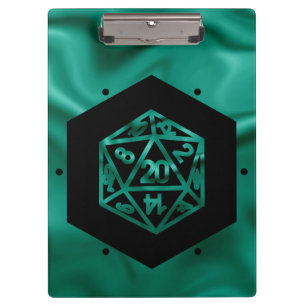 RPG Dice   Emerald Fantasy Tabletop Retro Gamer Clipboard