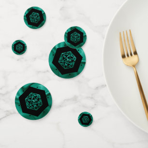 RPG Dice Emerald Fantasy Tabletop Retro Gamer Confetti