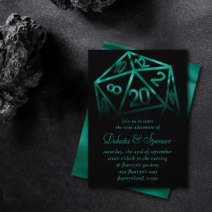 RPG Dice   Emerald Fantasy Tabletop Retro Gamer Invitation