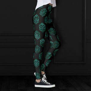 RPG Dice   Emerald Fantasy Tabletop Retro Gamer Leggings