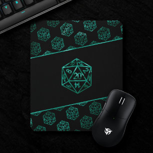 RPG Dice   Emerald Fantasy Tabletop Retro Gamer Mouse Pad