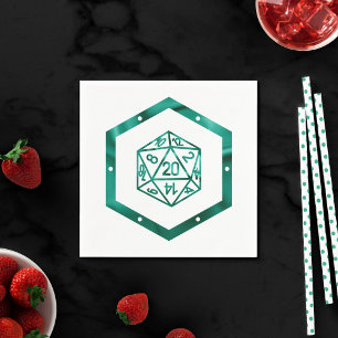 RPG Dice   Emerald Fantasy Tabletop Retro Gamer Napkin