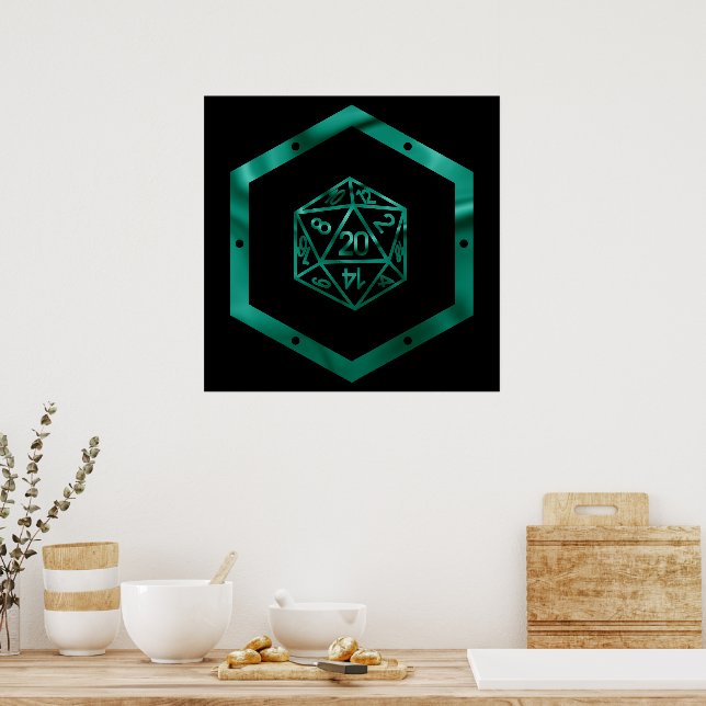 RPG Dice | Emerald Fantasy Tabletop Retro Gamer Poster (Kitchen)