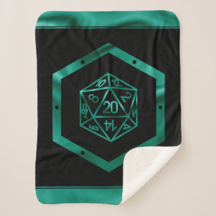 RPG Dice   Emerald Fantasy Tabletop Retro Gamer Sherpa Blanket