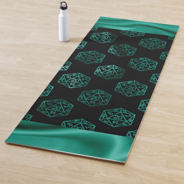 RPG Dice | Emerald Fantasy Tabletop Retro Gamer Yoga Mat (In Situ)