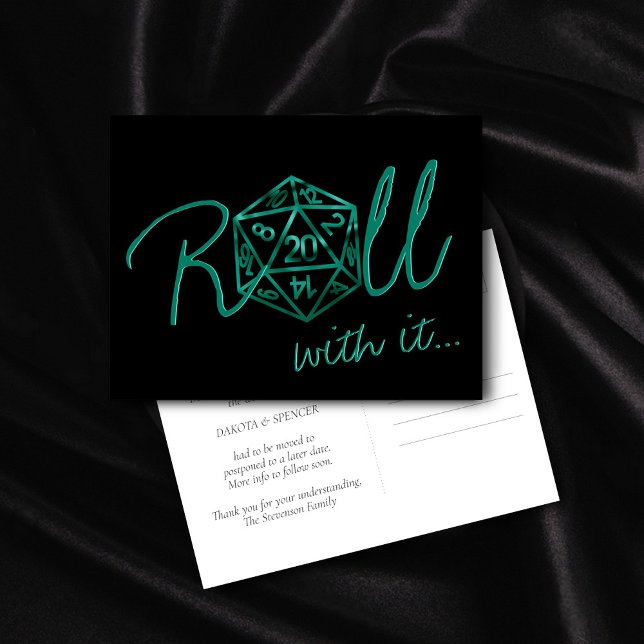 RPG Dice | Emerald Tabletop Gamer Change of Date Postcard (Creator Uploaded)