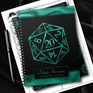 RPG Dice   Emerald Tabletop PnP Gamer Character Notebook
