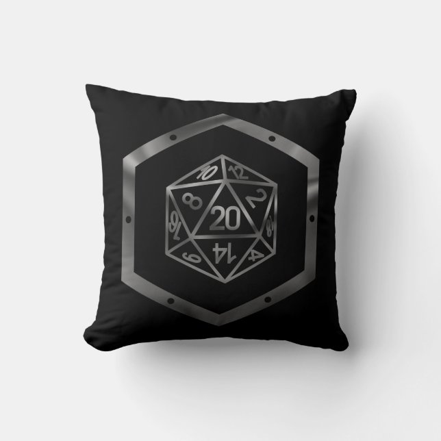 RPG Dice | Fantasy Old School Tabletop Retro Gamer Cushion (Front)