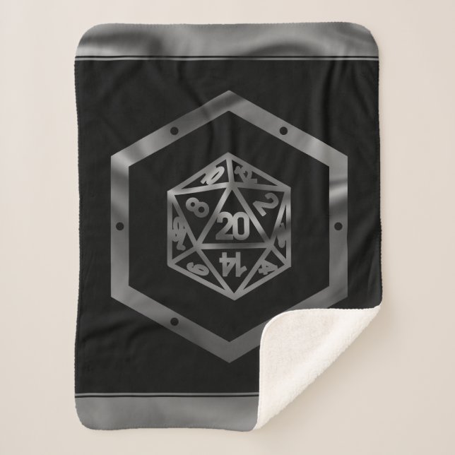 RPG Dice | Fantasy Old School Tabletop Retro Gamer Sherpa Blanket (Front)