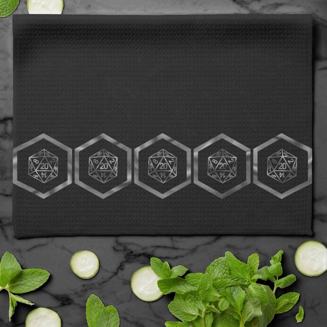 RPG Dice | Fantasy Old School Tabletop Retro Gamer Tea Towel (Creator Uploaded)