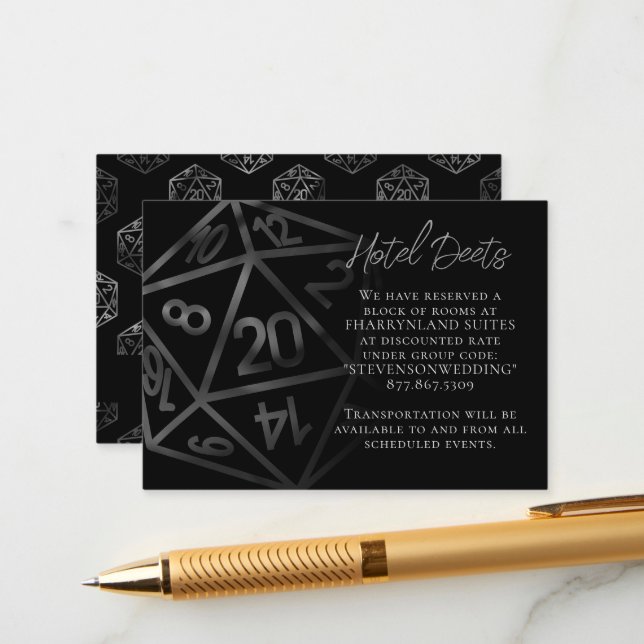 RPG Dice | Fantasy Tabletop Gamer Hotel Detail Enclosure Card (Front/Back In Situ)