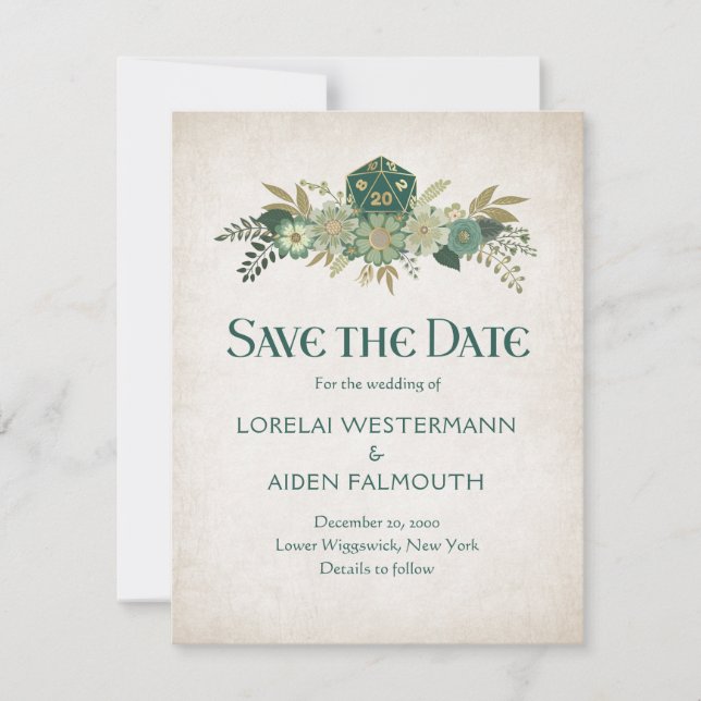 RPG Dice Gamer Wedding Save The Date (Front)