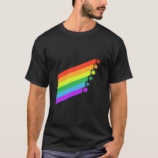 RPG Dice Gay Pride Minimalist D20 Set Tabletop Rai T-Shirt