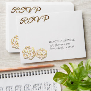 RPG Dice   Gold Fantasy Retro Tabletop Gamer RSVP Envelope