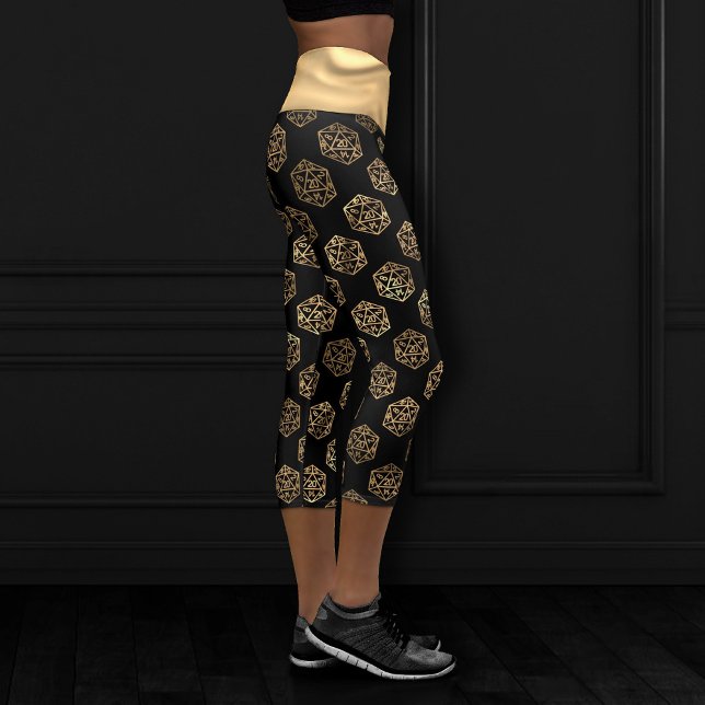 RPG Dice | Gold Fantasy Retro Tabletop PnP Gamer Capri Leggings (Creator Uploaded)