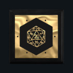 RPG Dice | Gold Fantasy Retro Tabletop PnP Gamer Gift Box<br><div class="desc">It's always GAME ON so choose your weapon and roll initiative... A novelty GEEK CHIC gamer wedding/party theme perfect for any old school tabletop RPG pen/pencil and paper (PnP) fantasy role player featuring a 20-sided dnd polyhedral dice with a natural 20 roll for the roleplaying magical wizard slayer of dragons...</div>