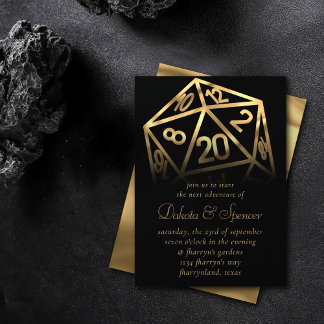 RPG Dice | Gold Fantasy Retro Tabletop PnP Gamer Invitation