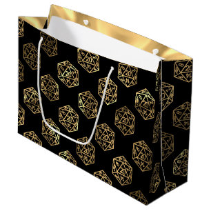 RPG Dice   Gold Fantasy Retro Tabletop PnP Gamer Large Gift Bag