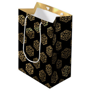 RPG Dice   Gold Fantasy Retro Tabletop PnP Gamer Medium Gift Bag