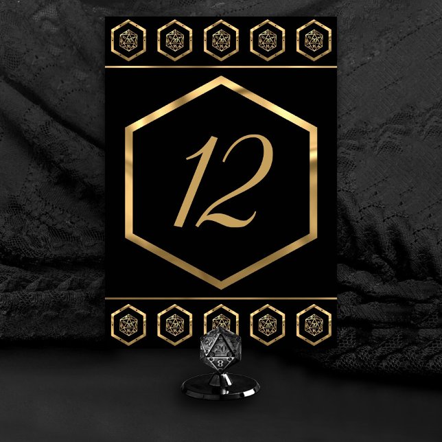 RPG Dice | Gold Fantasy Retro Tabletop PnP Gamer Table Number (Creator Uploaded)