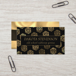 RPG Dice Gold Fantasy Tabletop Gamer Branding Business Card