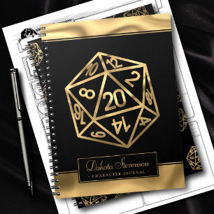 RPG Dice   Gold Fantasy Tabletop Gamer Character Notebook