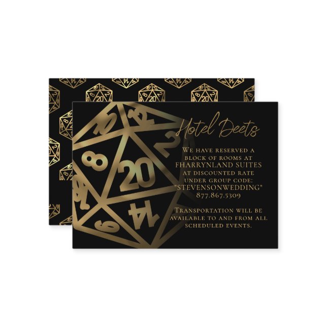 RPG Dice | Gold Fantasy Tabletop Gamer Details Enclosure Card (Front/Back In Situ)