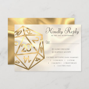 RPG Dice   Gold Fantasy Tabletop PnP Gamer Entree RSVP Card