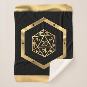 RPG Dice   Gold Fantasy Tabletop Retro PnP Gamer Sherpa Blanket