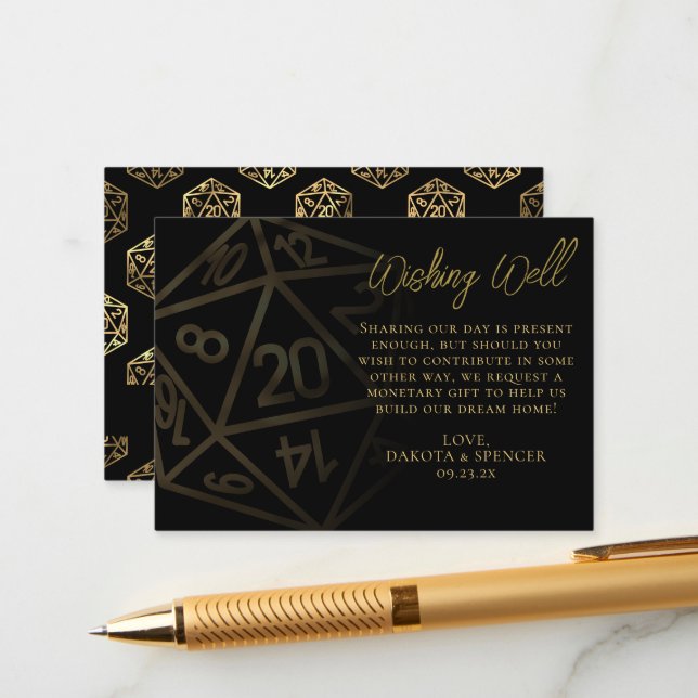 RPG Dice | Gold Fantasy Tabletop Wishing Well Enclosure Card (Front/Back In Situ)