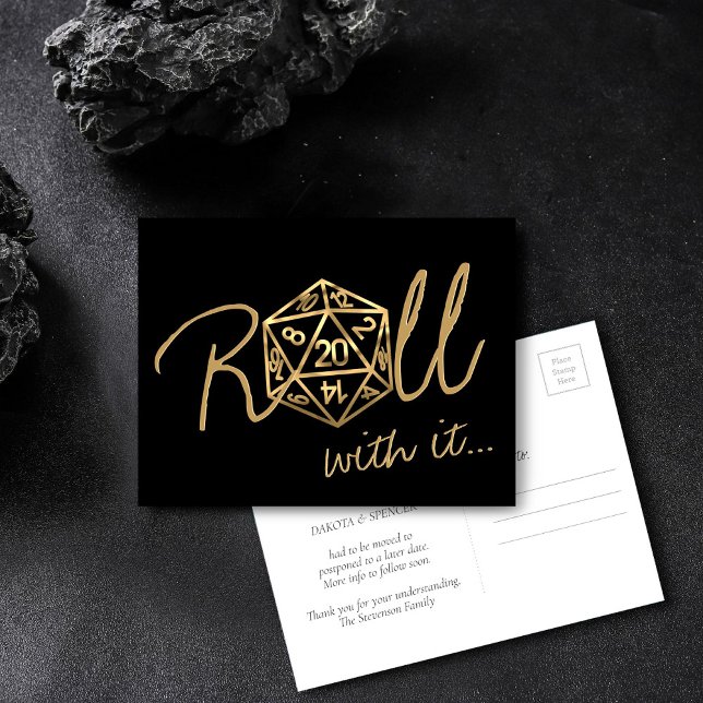 RPG Dice | Gold Tabletop Roleplayer Change of Date Postcard (Creator Uploaded)