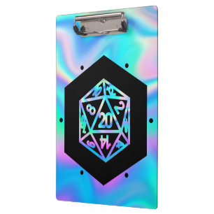 RPG Dice Holo Fantasy Retro Tabletop PnP Gamer Clipboard