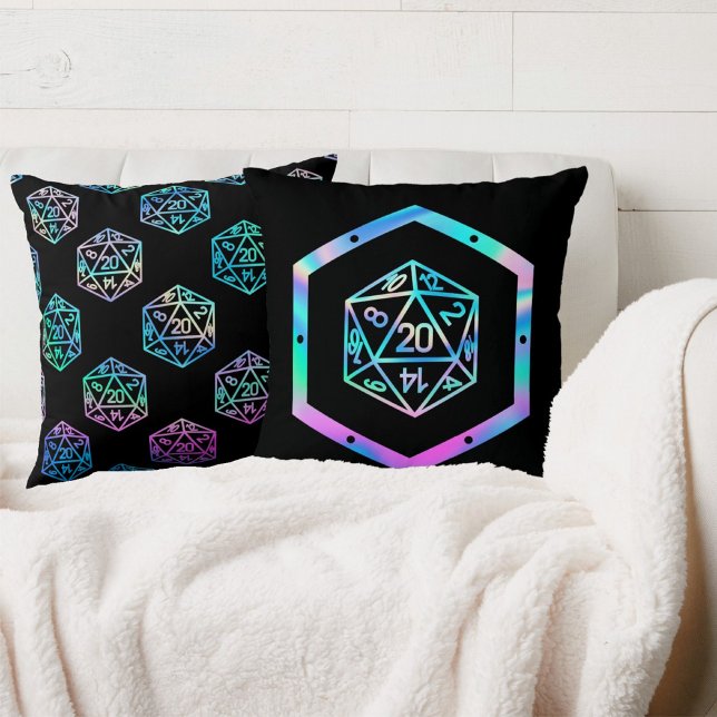 RPG Dice | Holo Fantasy Retro Tabletop PnP Gamer Cushion (Creator Uploaded)