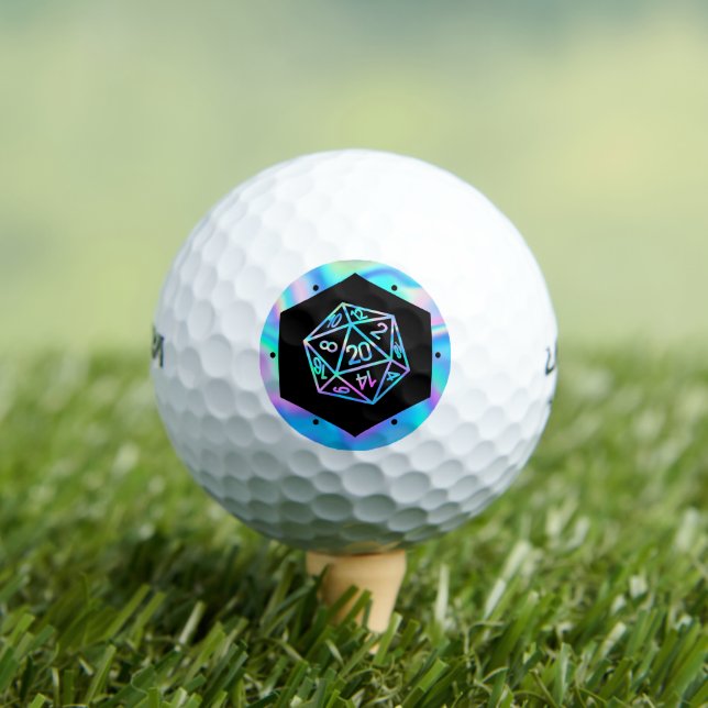 RPG Dice | Holo Fantasy Retro Tabletop PnP Gamer Golf Balls (Insitu Tee)