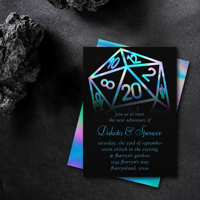 RPG Dice | Holo Fantasy Retro Tabletop PnP Gamer Invitation (Creator Uploaded)