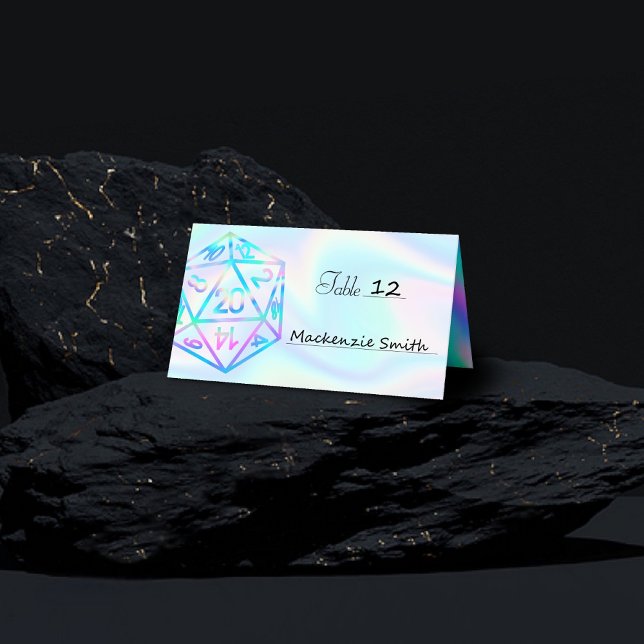 RPG Dice | Holo Fantasy Retro Tabletop PnP Gamer Place Card (Creator Uploaded)
