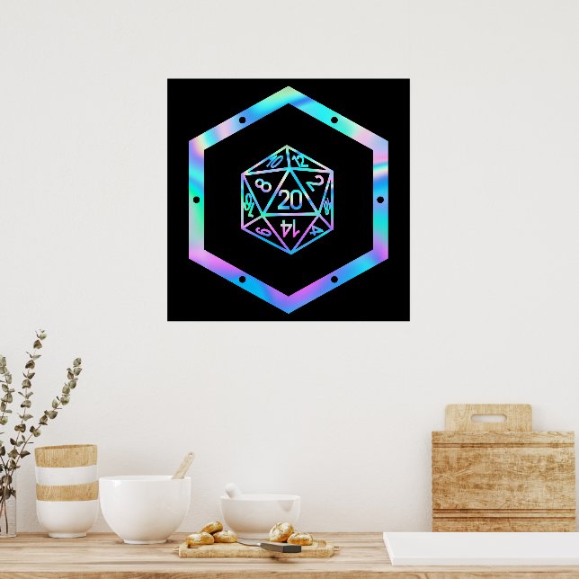 RPG Dice | Holo Fantasy Retro Tabletop PnP Gamer Poster (Kitchen)