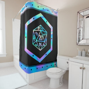RPG Dice   Holo Fantasy Retro Tabletop PnP Gamer Shower Curtain