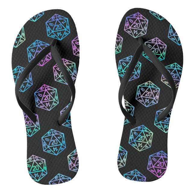 RPG Dice | Holo Fantasy Retro Tabletop PnP Gamer Thongs (Footbed)