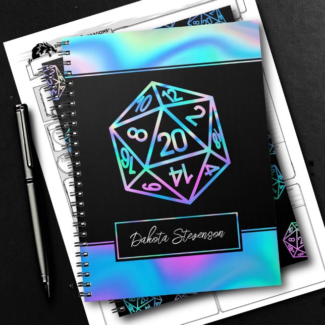 RPG Dice | Holo Fantasy Tabletop Gamer Character Notebook (Creator Uploaded)