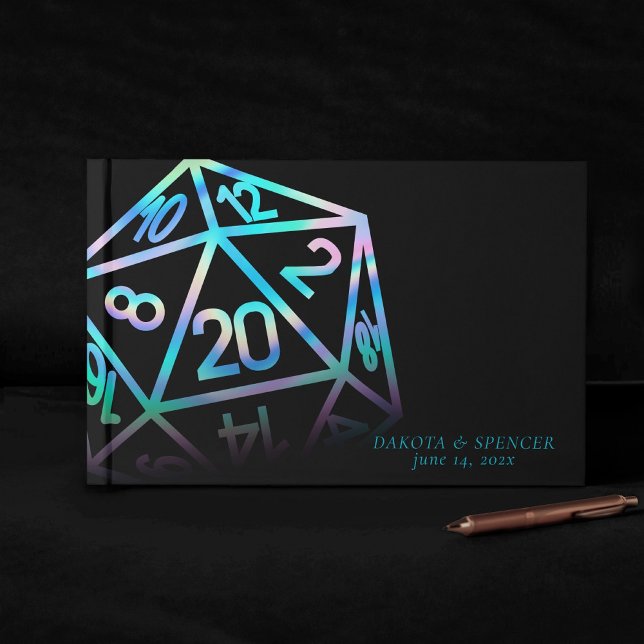 RPG Dice | Holo Fantasy Tabletop PnP Gamer Custom Guest Book (Creator Uploaded)
