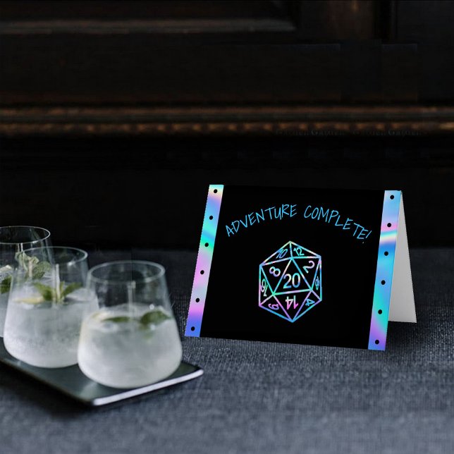 RPG Dice | Holo Fantasy Tabletop PnP Gamer Photo Thank You Card (Creator Uploaded)