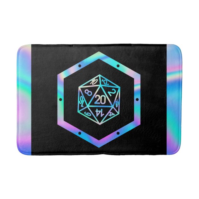 RPG Dice | Holo Old School Tabletop PnP Roleplayer Bath Mat (Front)